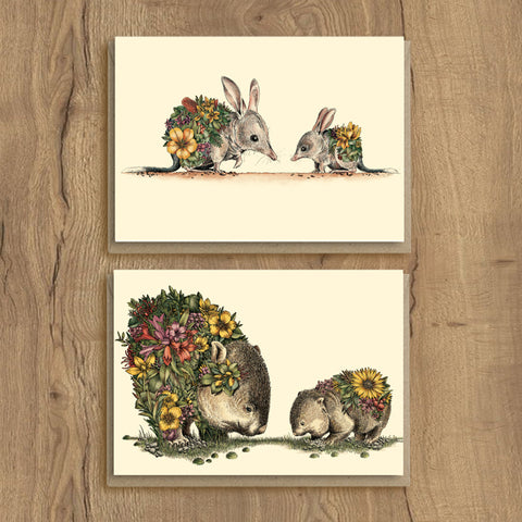 Greeting Cards – Bilby & Wombat (Set of 4)