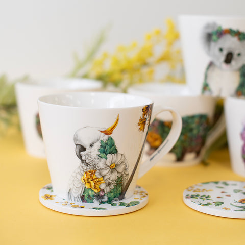 Mug & Coaster – Sulphur-crested Cockatoo