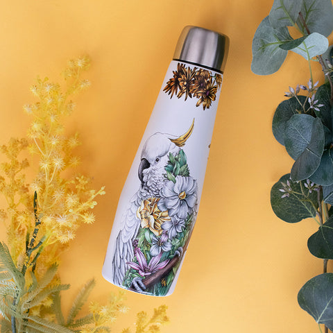 Double Wall Insulated Drink Bottle 550ml – Sulphur-crested Cockatoo