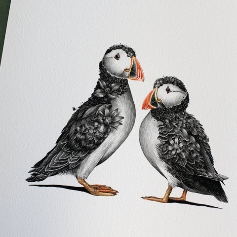 Puffin Couple (B&W) – Special Edition Print