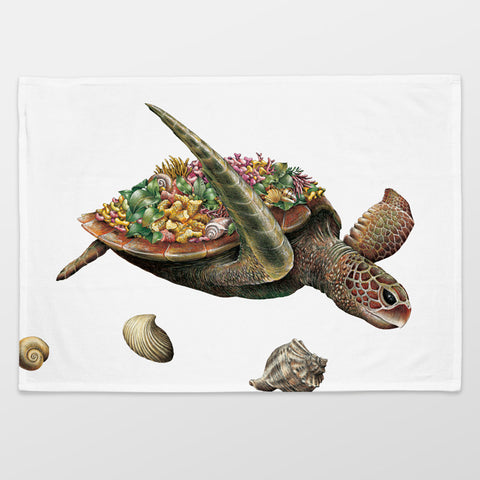 Organic Cotton Tea Towel – Green Sea Turtle