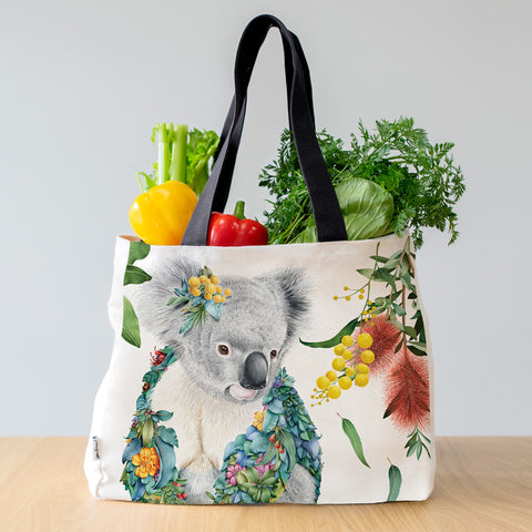 Large Organic Cotton Canvas Tote Bag – Koala Portrait